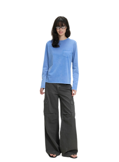 Washed Cargo Wide-Leg Pants