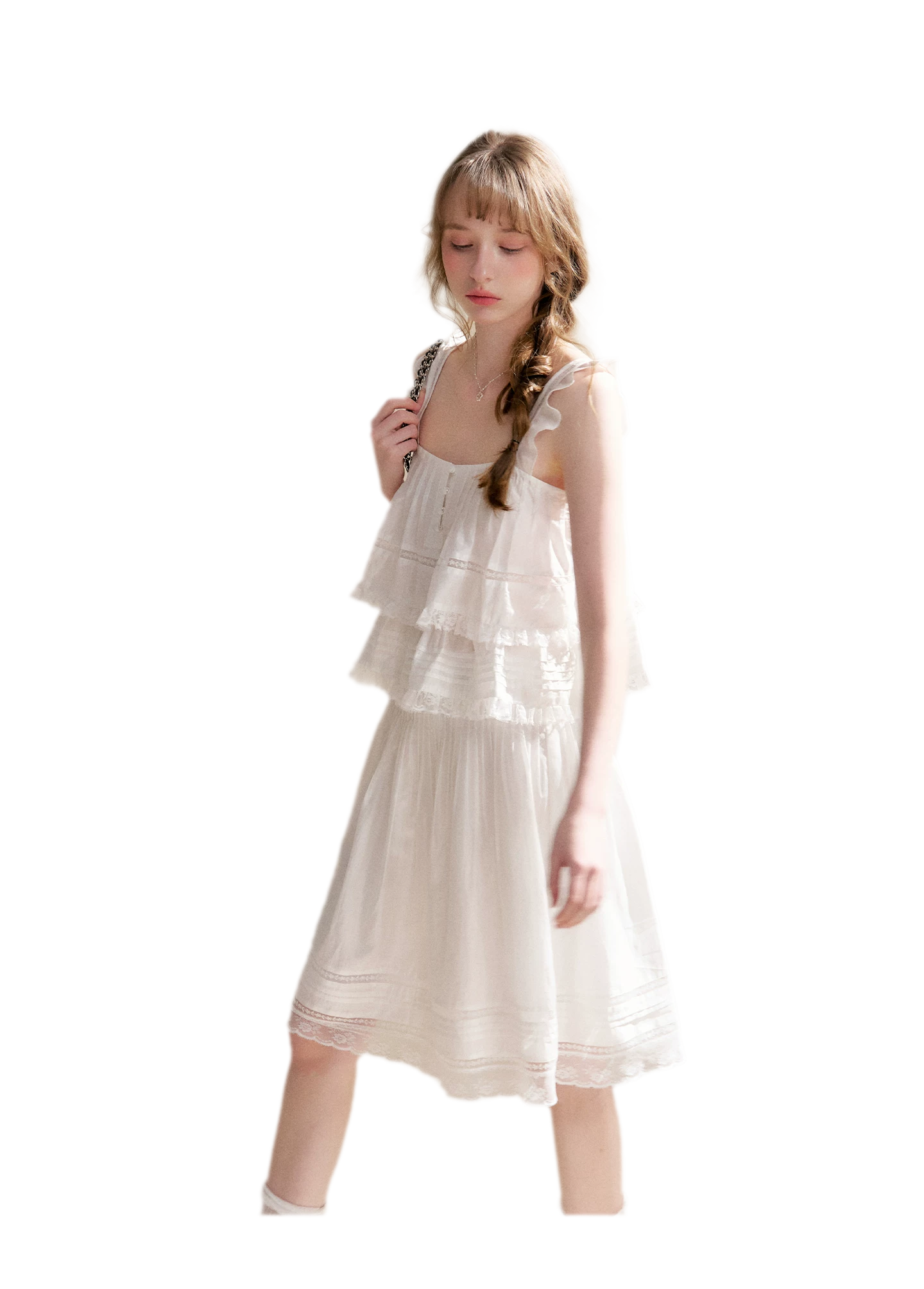 Lace Edge Camisole and Skirt Set