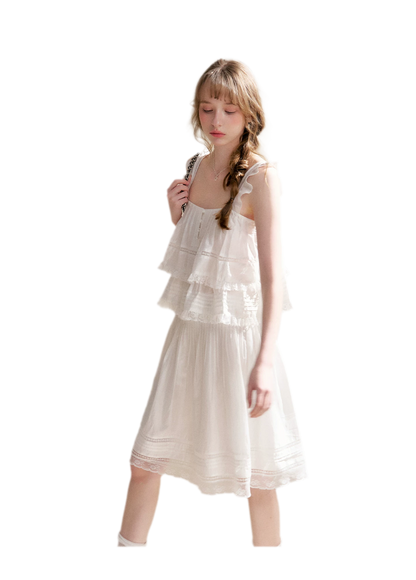 Lace Edge Camisole and Skirt Set