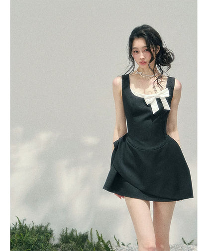 Sleek Bowknot Mini Dress