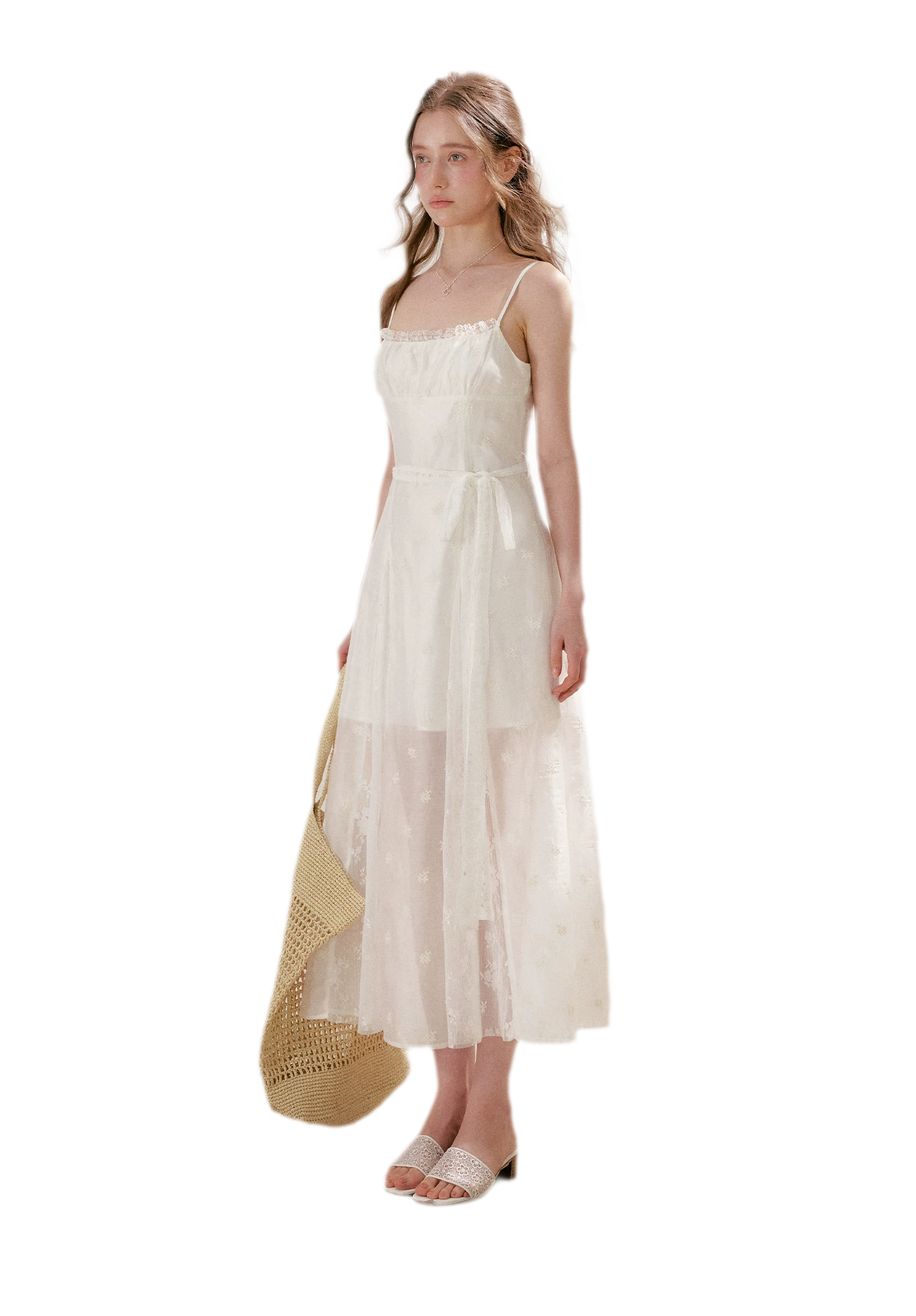 French Embroidered A-line Dress