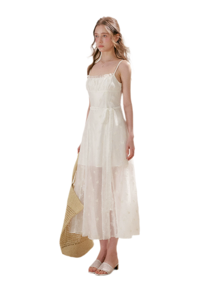 French Embroidered A-line Dress
