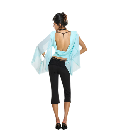 Beaded Backless Chiffon Knit Top