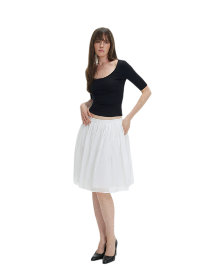 Pleated Chiffon Midi Skirt