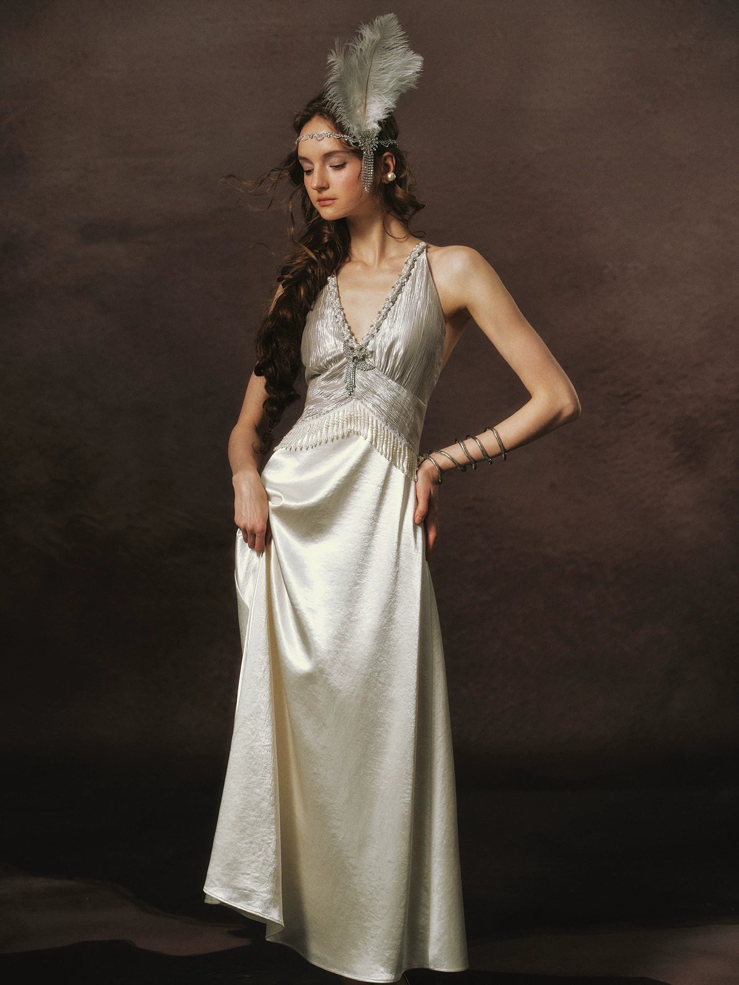 LACEMADE White Pearl Fringe Dress – view 13