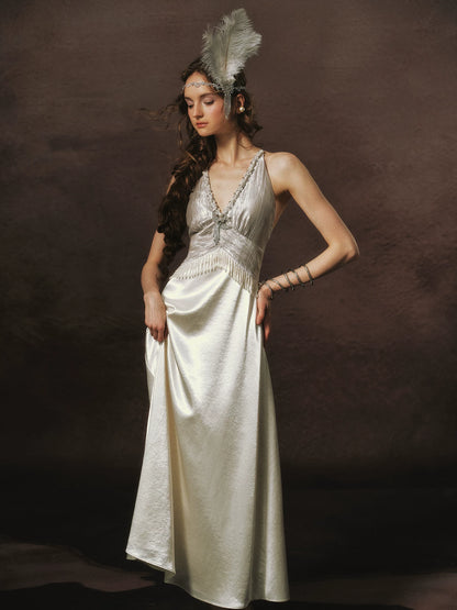 LACEMADE White Pearl Fringe Dress – view 13