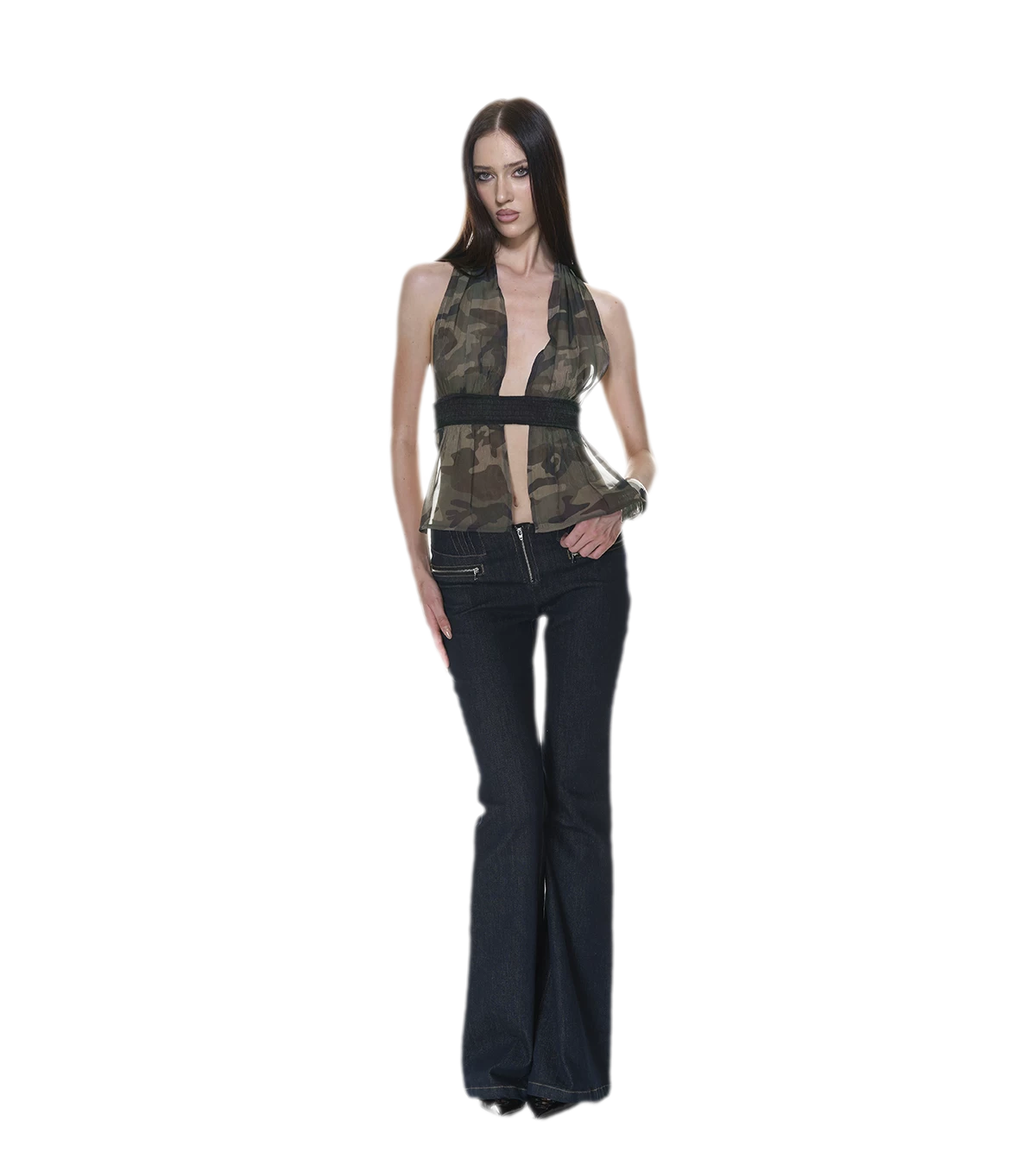 Mesh Halter Backless Top