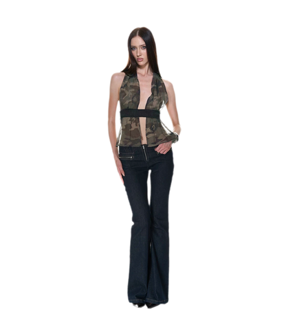 Mesh Halter Backless Top