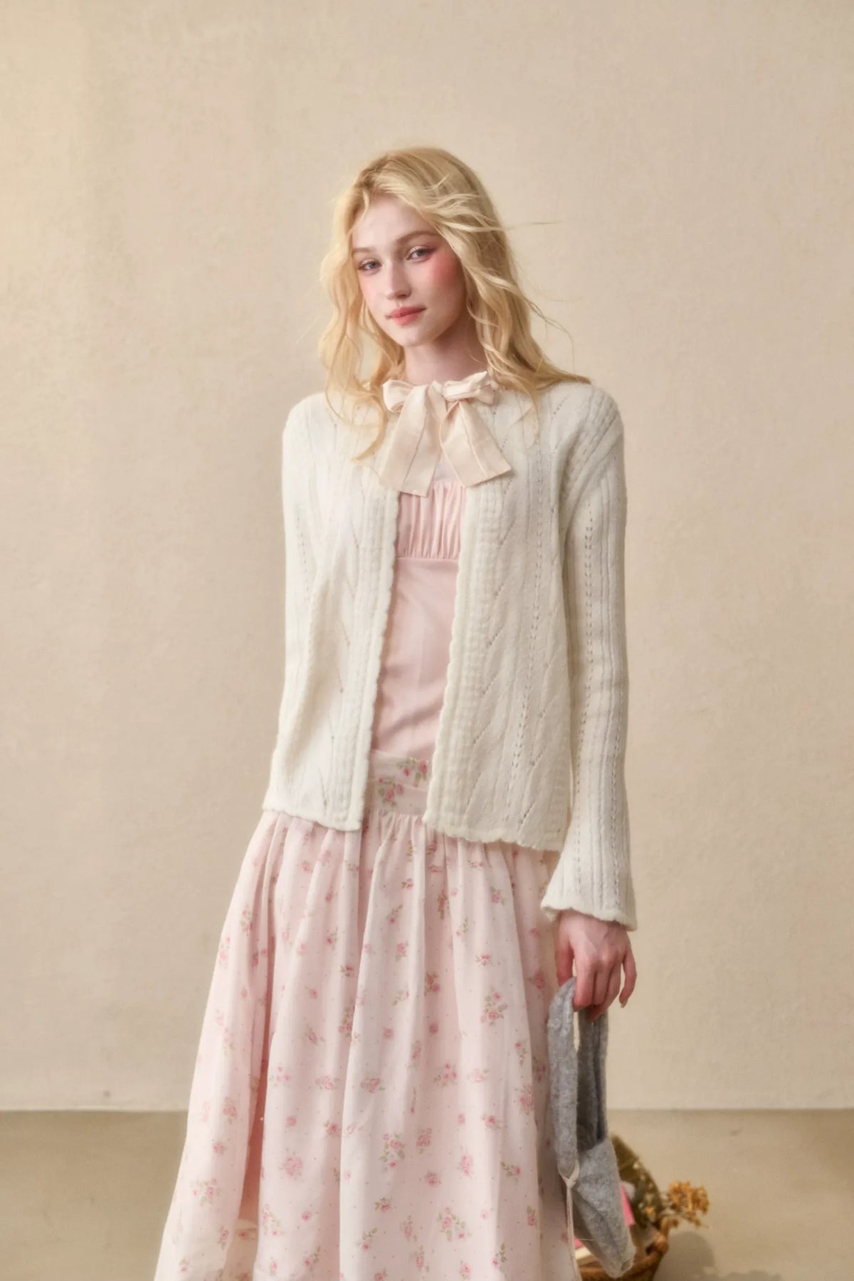 Soft Wool Ribbon Cardigan