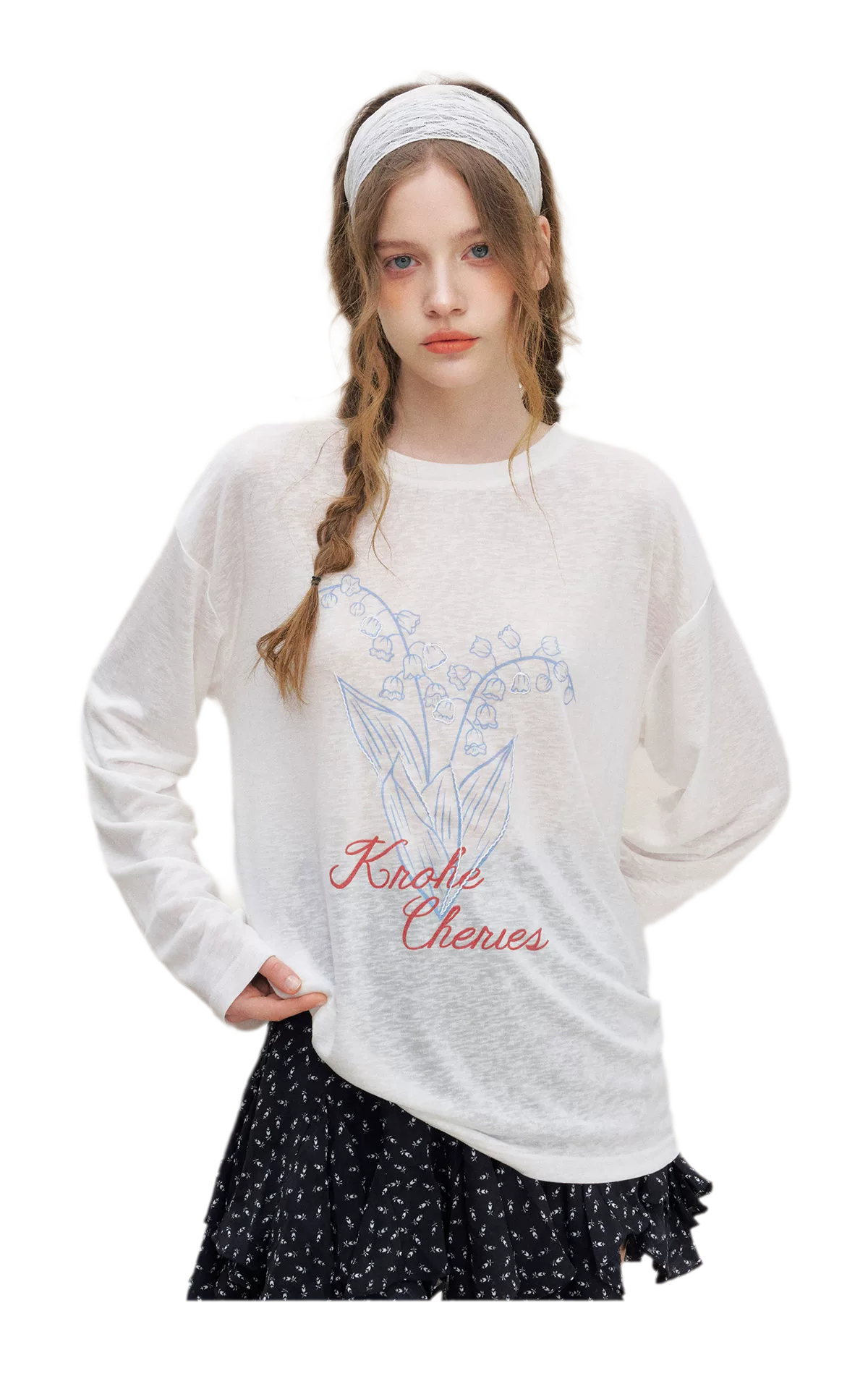Hand-Drawn Floral Sun Protection Pullover