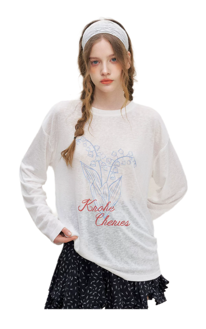 Hand-Drawn Floral Sun Protection Pullover