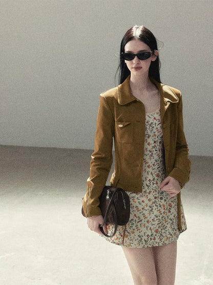 Soft Suede Cropped Utility Jacket