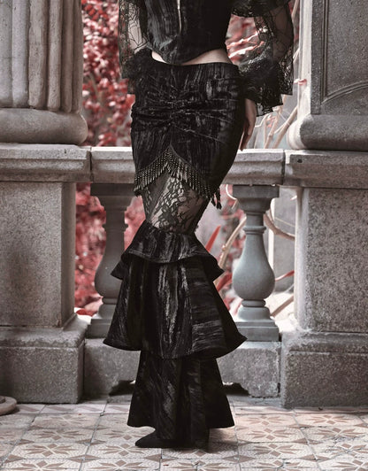 Gold Thread Mermaid Velvet Skirt