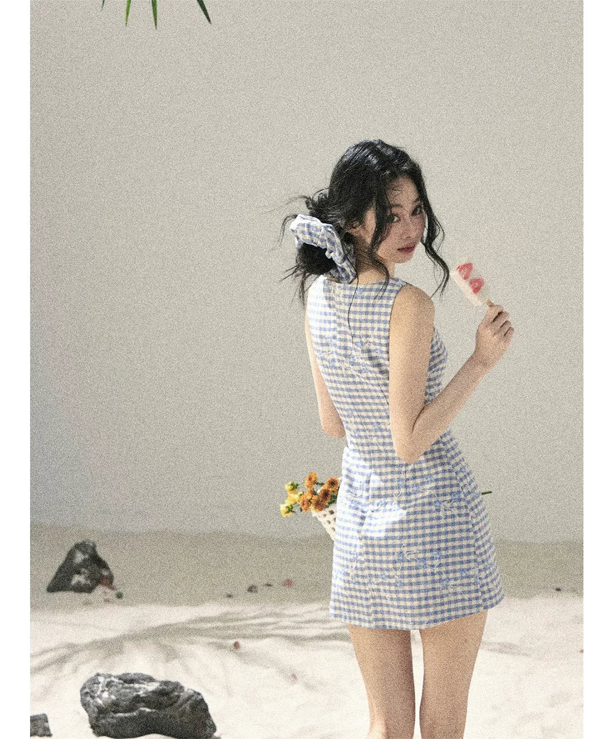 Breeze Check Embroidered Dress