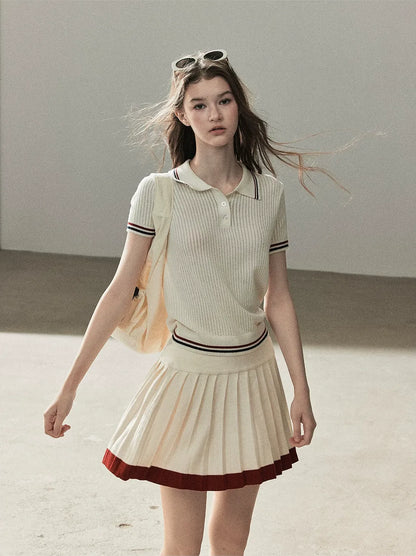 Ribbed Knit Polo Set