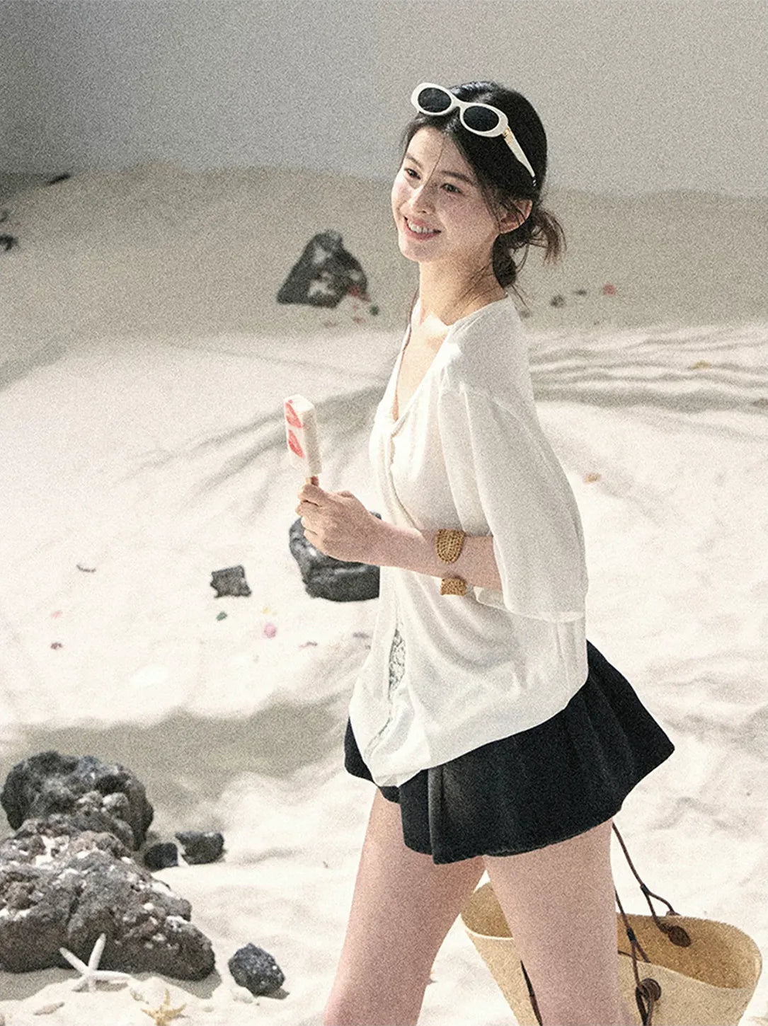 Washed Denim A-Line Skirt