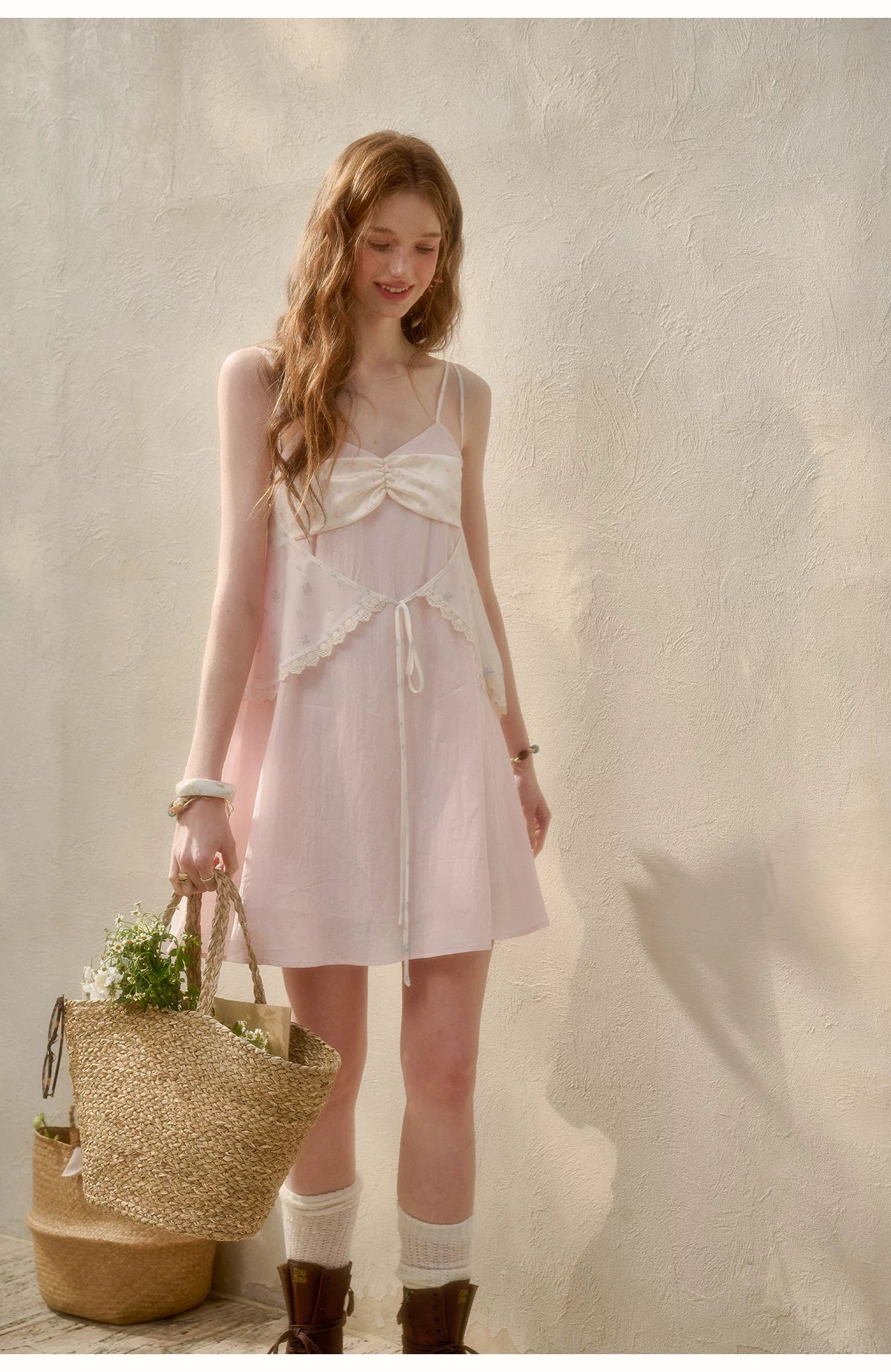Cream Cotton Chiffon Camisole Dress