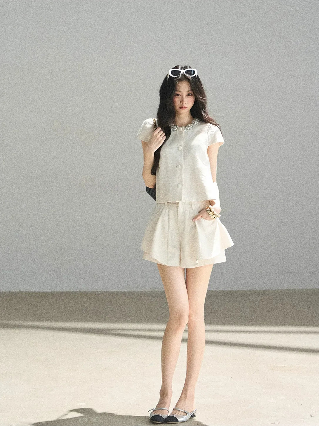 Beaded Collar Short Set