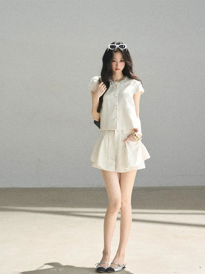 Beaded Collar Short Set