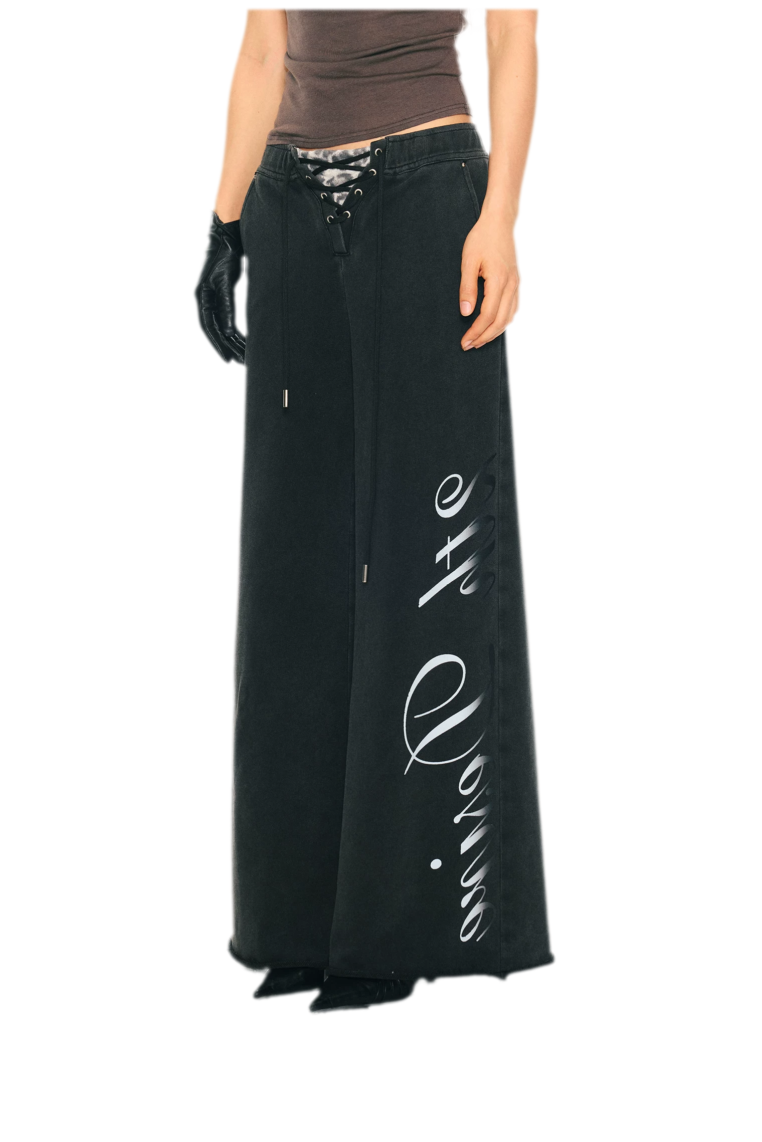 Vintage Letter Print Wide-Leg Pants