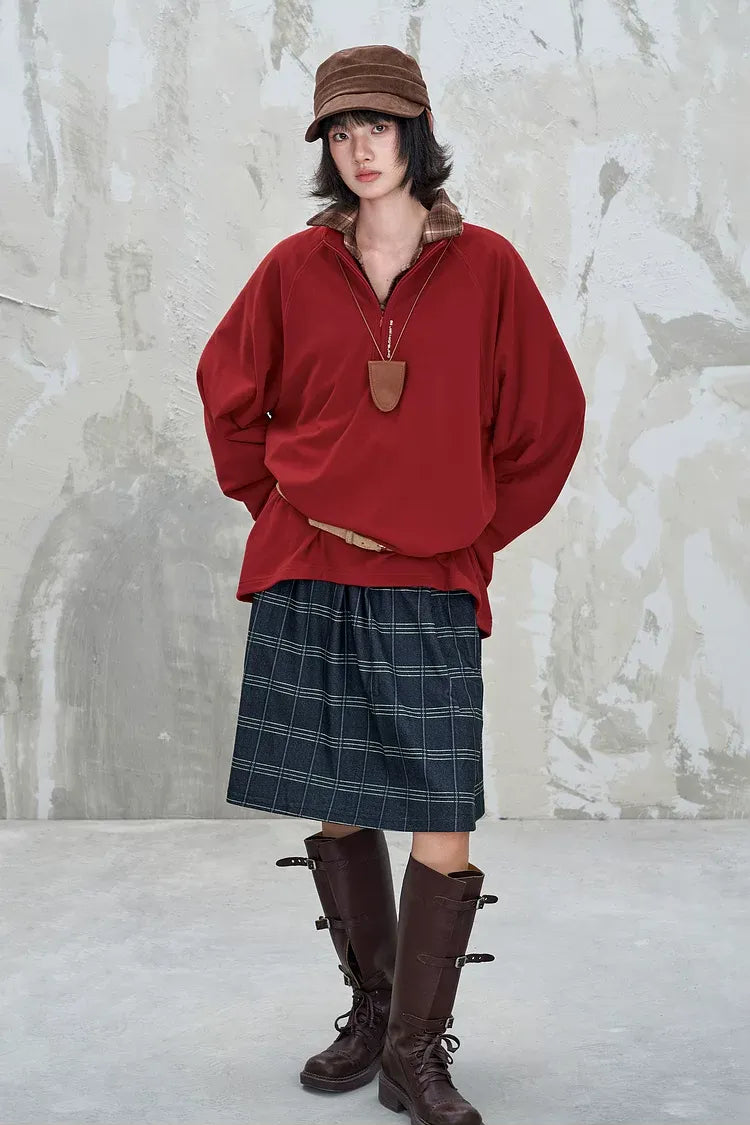 Vintage Oversized Half-Zip T-Shirt