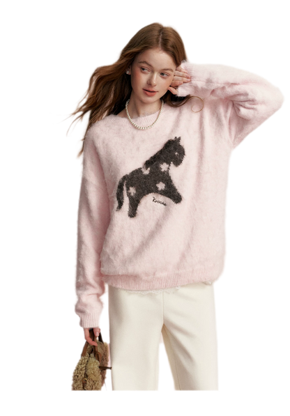 Brushed Horse Jacquard Sweater