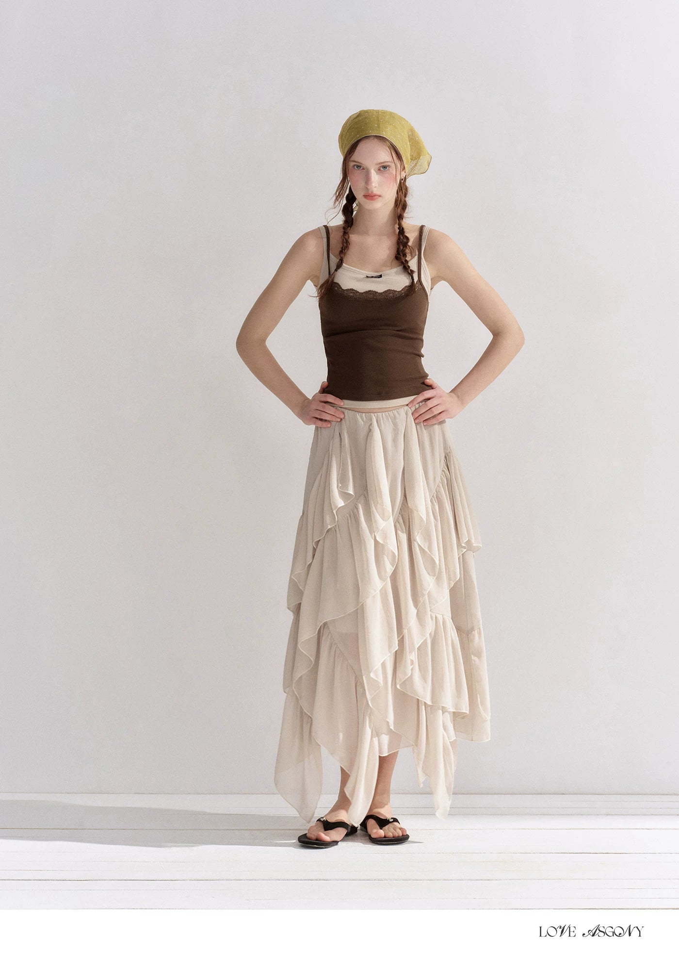 Irregular Ruffle Edge Chiffon Skirt