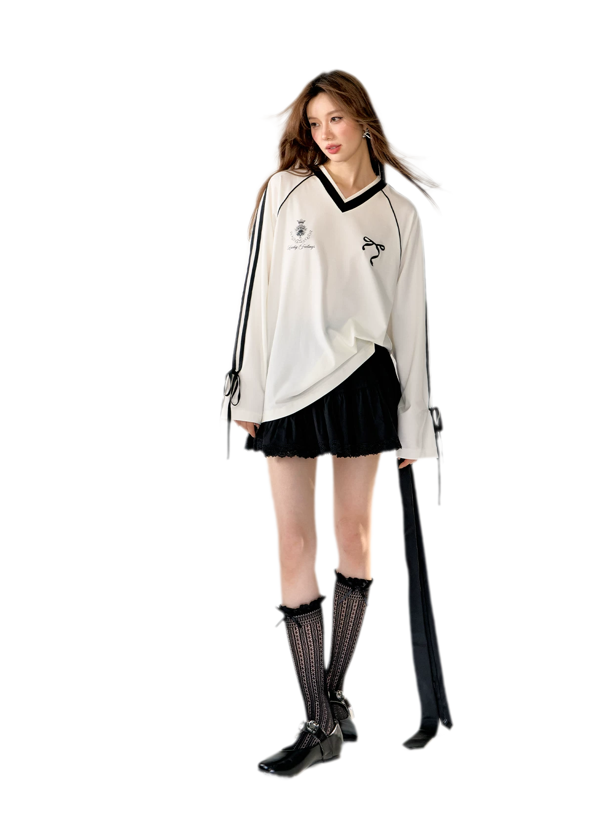 Colorblock Bow Embroidered Tee