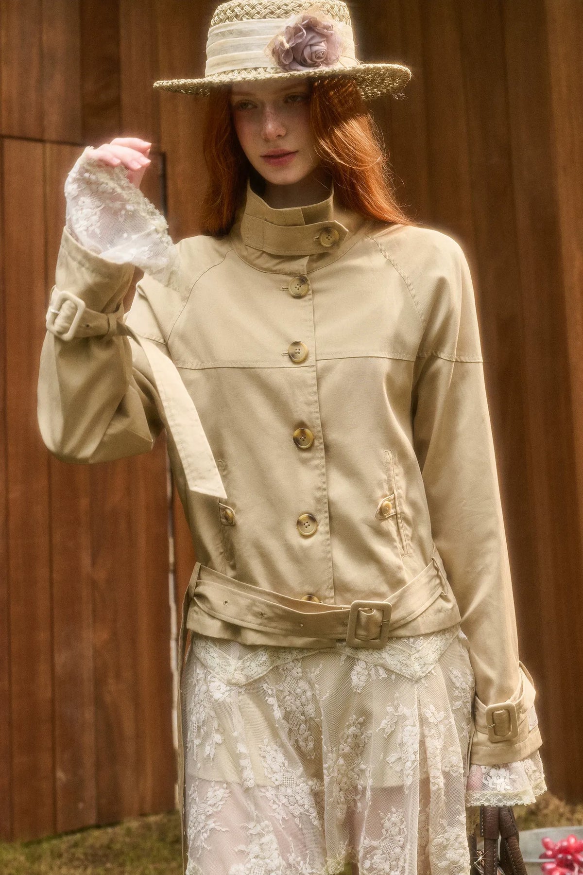 Woven Cropped Trench Jacket