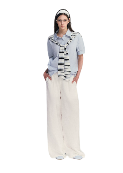 Striped Scarf Hem Shirt