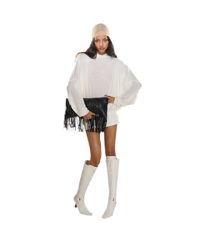 Rhinestone Open-Back Batwing Dress