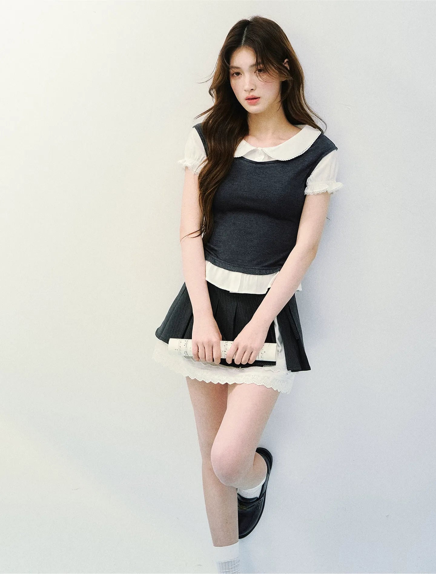 High-Intellect Tencel Wool Faux Two-Piece T-Shirt