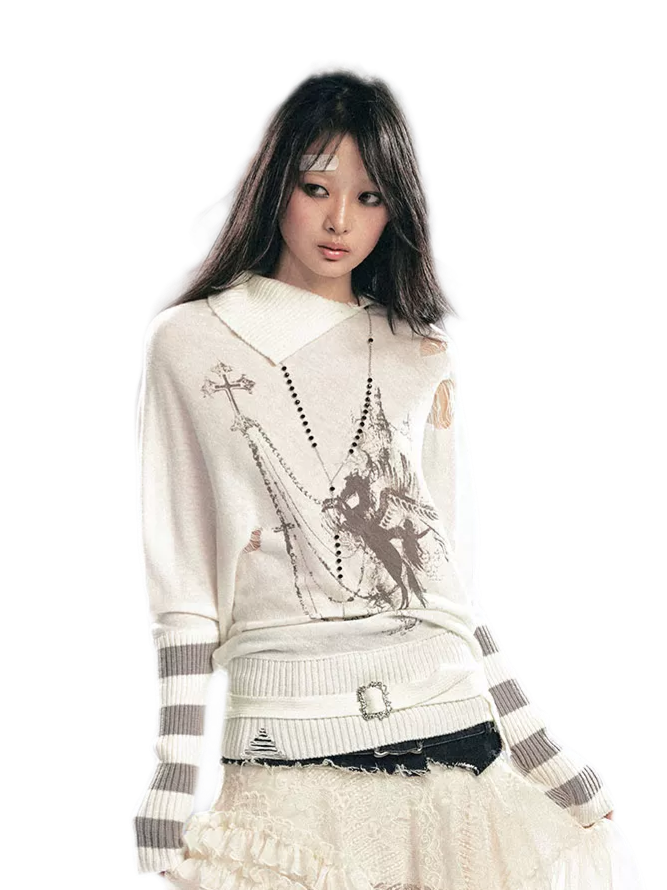 Cest Nous Pegasus Punk Knit Sweater – Crewnecks