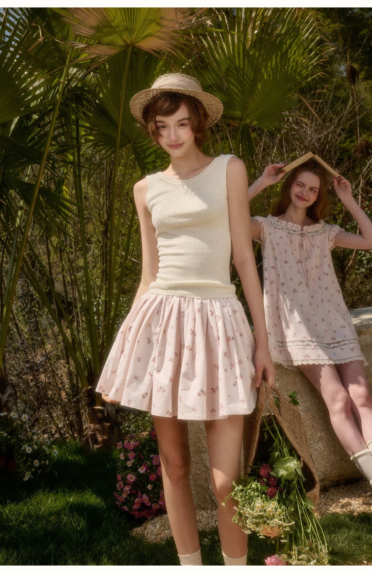Babydoll Floral Babypink Short Skirt