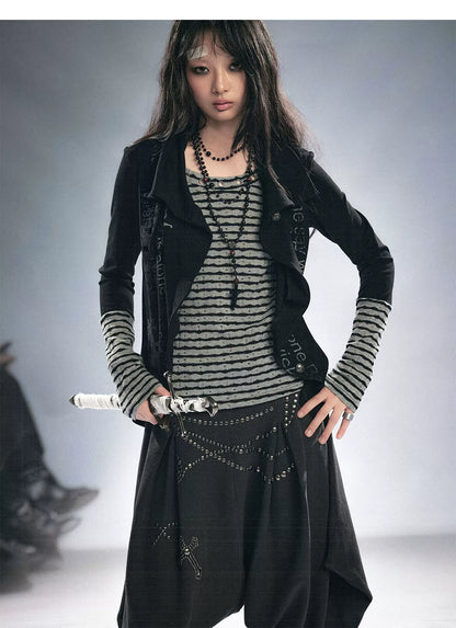 Striped Faux Layer Cardigan