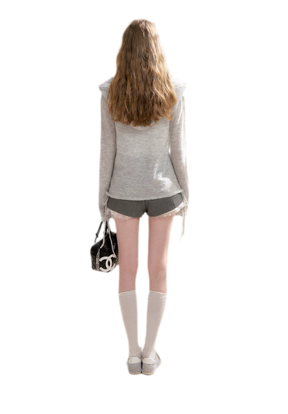 Lace Hood Knit Hoodie