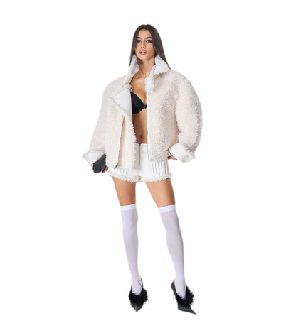Reversible Fur Leather Cropped Jacket
