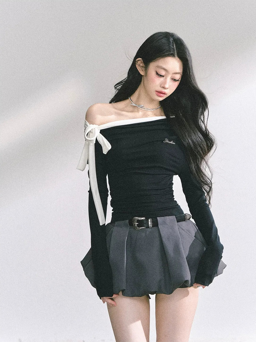 Asymmetrisches gerafftes Crop-T-Shirt