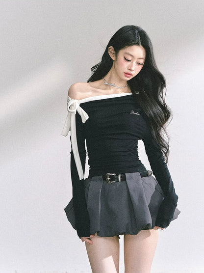 Asymmetrisches gerafftes Crop-T-Shirt