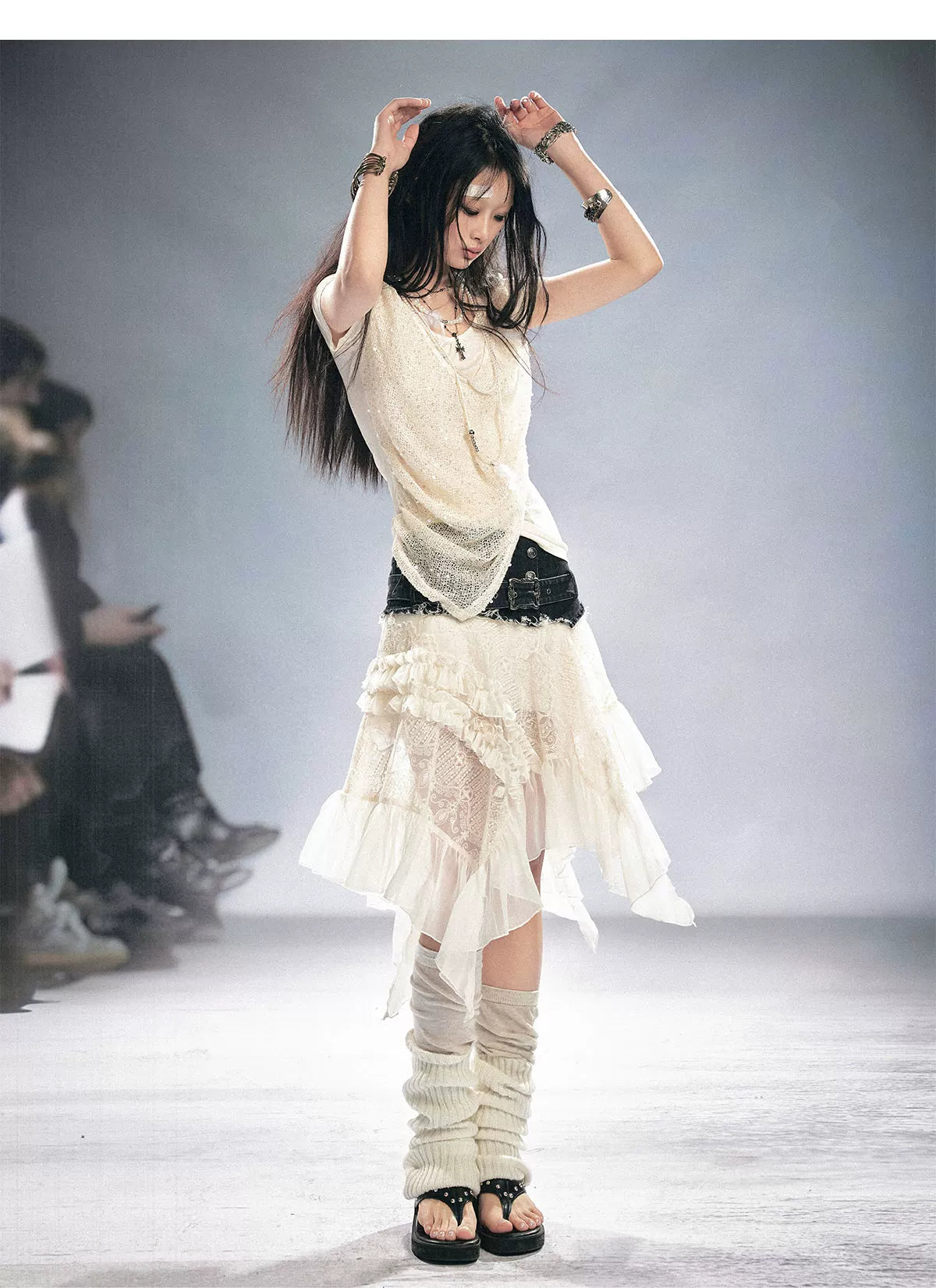 Lace Patchwork Tulle Skirt