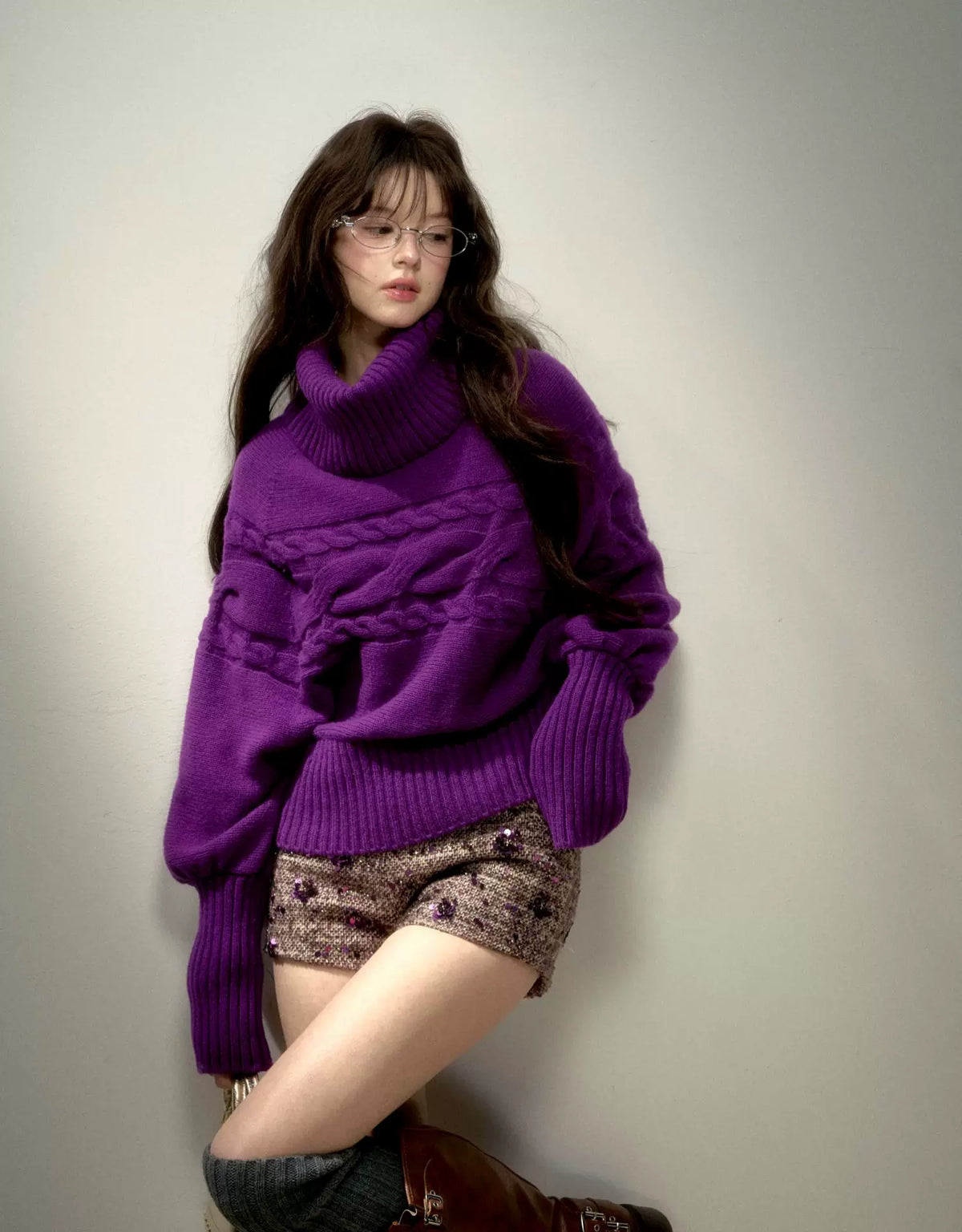 Sequin Bouclé Fitted Shorts
