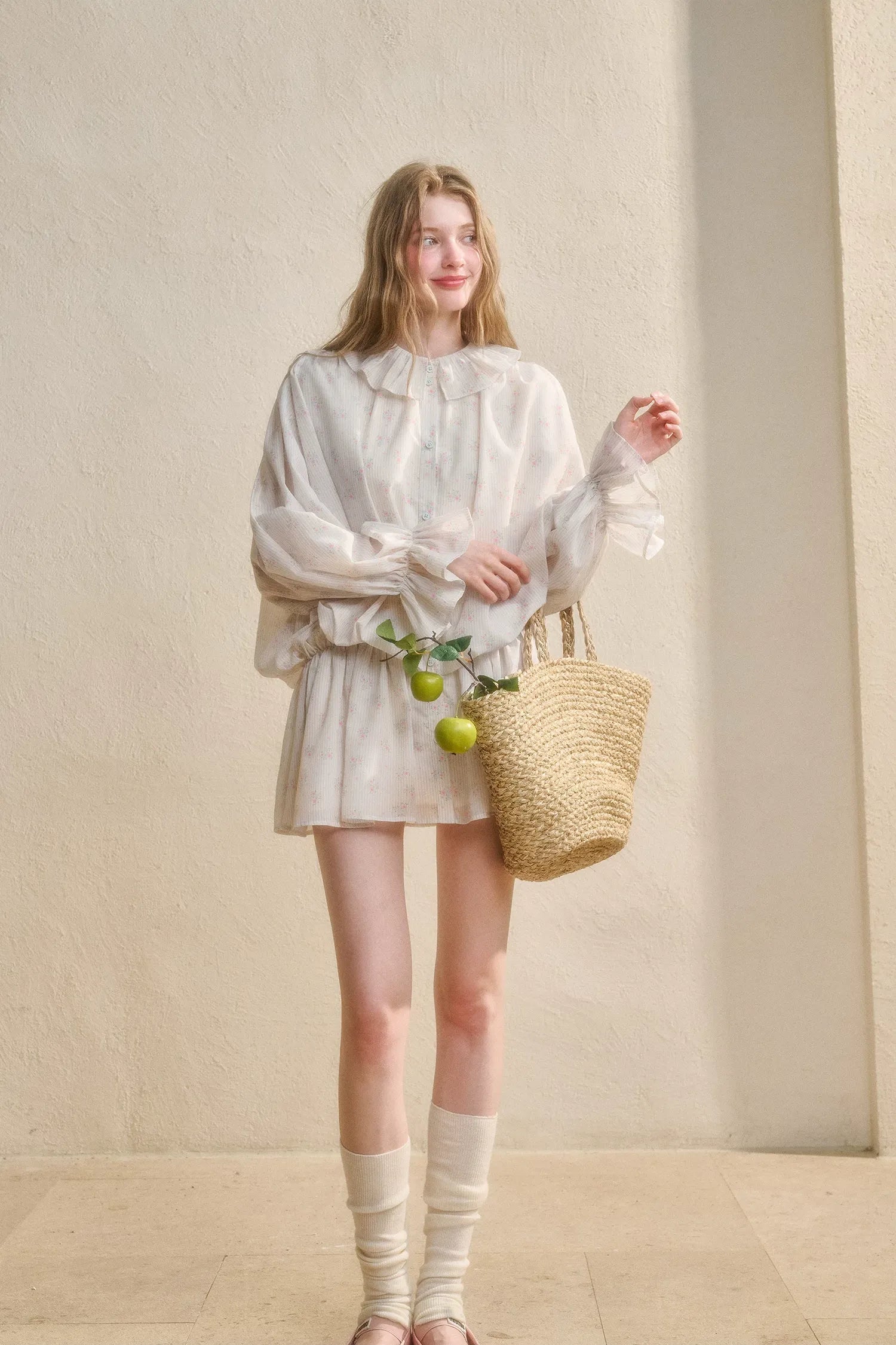 Floral Ruffle Shirt Dress