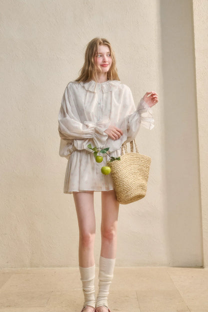 Floral Ruffle Shirt Dress
