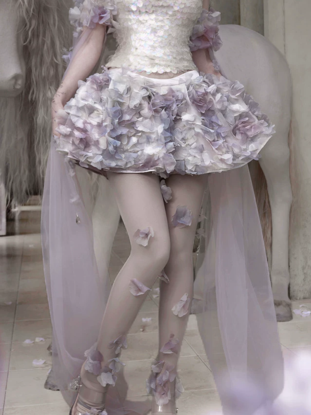 3D Floral Petal Mini Skirt