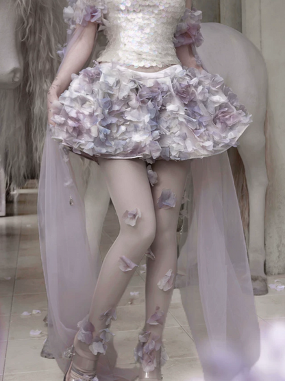 3D Floral Petal Mini Skirt
