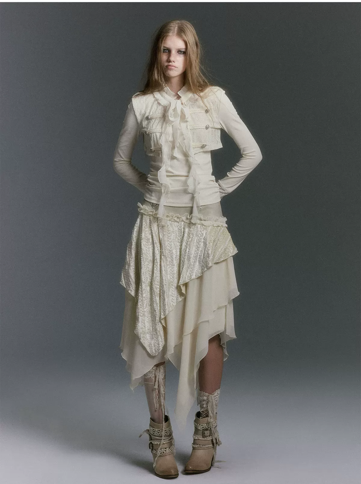 Blouse met getextureerd ruchespaneel