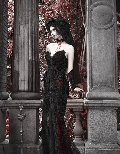 Velvet Gothic Mermaid Dress