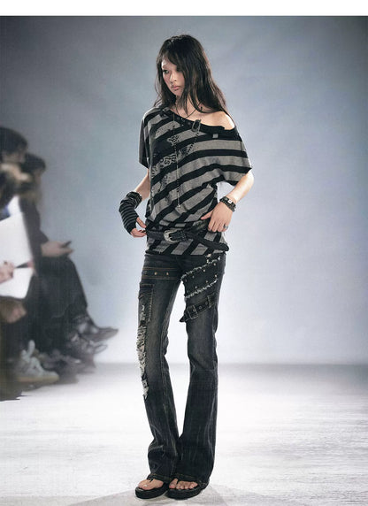 Skinny Grunge Flare Jeans