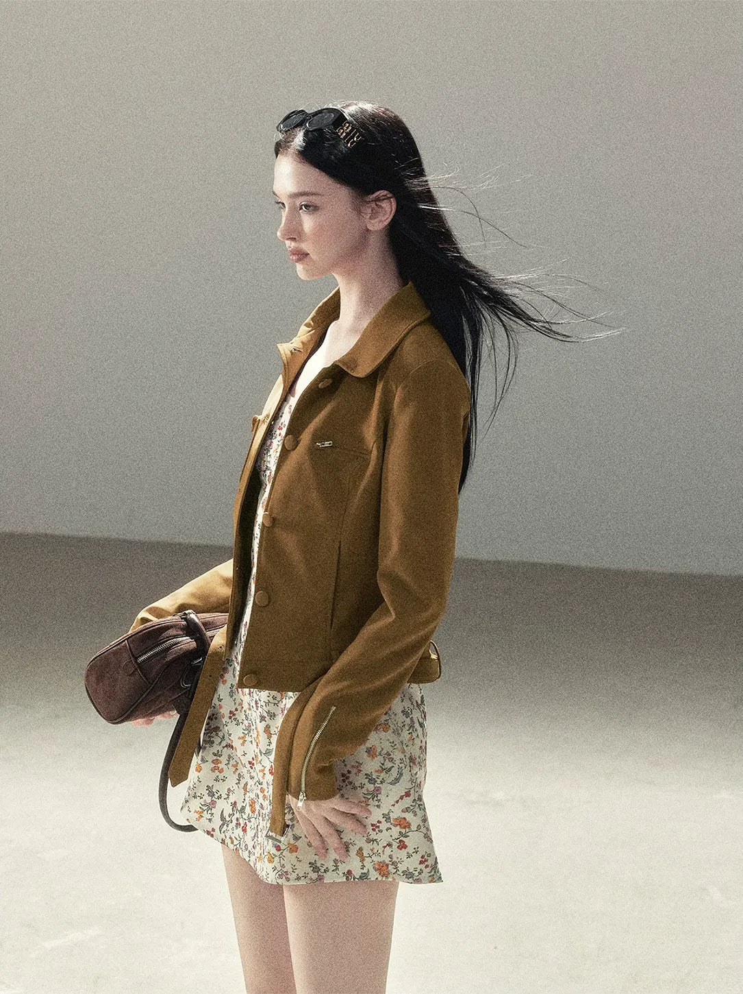 Soft Suede Cropped Utility Jacket