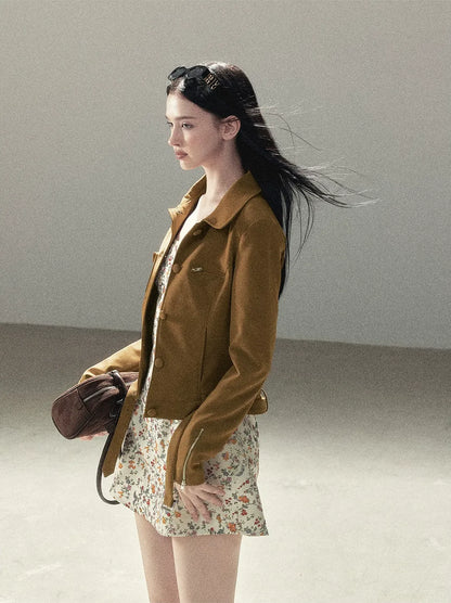 Soft Suede Cropped Utility Jacket